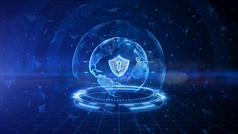 盾图标网络安全数字数据数字数据网络保护全球网络高速互联网连接和大数据分析未来背景概念呈现