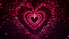 情人节rsquo一天摘要背景飞行红色的和粉红色的心和粒子情人节背景概念呈现