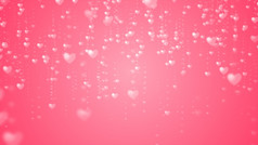 情人节rsquo一天摘要背景飞行粉红色的心与刻字和粒子情人节概念呈现
