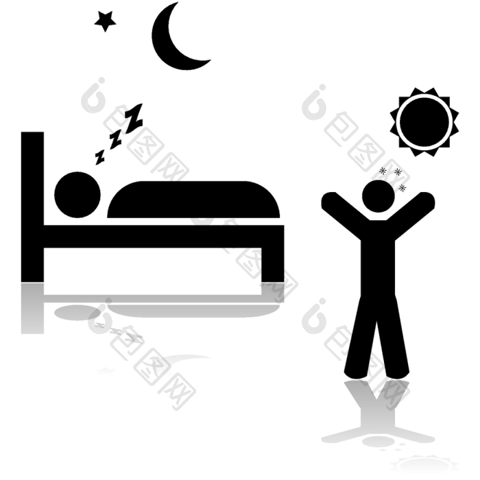 图标插图显示一个人睡觉晚上和另一个醒着的png下载-包图网