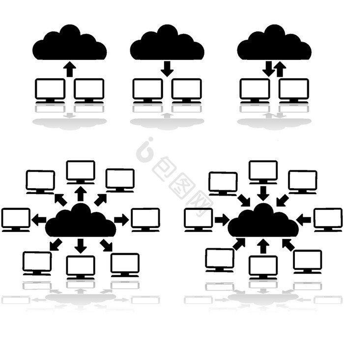 图标集显示电脑连接云网络图片