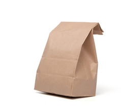 午餐纸袋孤立的白色背景