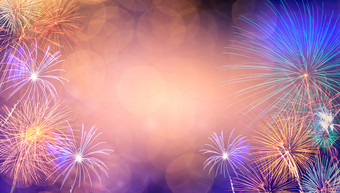 摘要背景与fireworksbackground新年一天庆祝活动许多色彩斑斓的