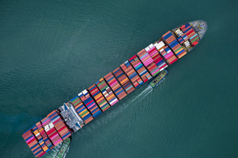 业务和航运货物容器特殊的大航运船只服务行业运输进口和出口国际产品开放海空中角视图从无人机
