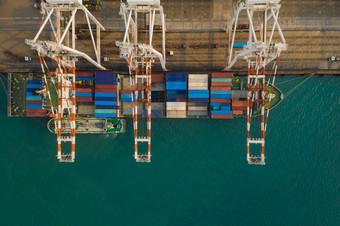工业业务国际海运费站大货物容器船以上视图弗罗<strong>姆</strong>无人机相机泰国