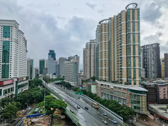 fraffic的城市在香港香港中国的角度来看空中视图