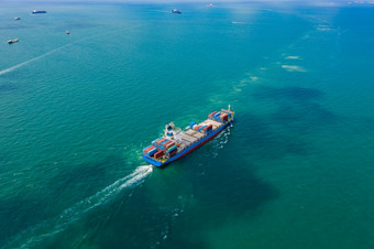 容器船进口和出口国际企业服务运输海洋恐惧空中视图弗伦联盟无人机
