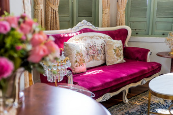 细节图像枕头古董奢侈品沙发生活房间室内设计和装饰