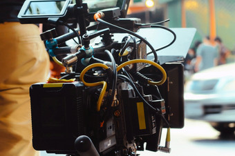 电影相机电影集后面的场景背景电影机组人员生产