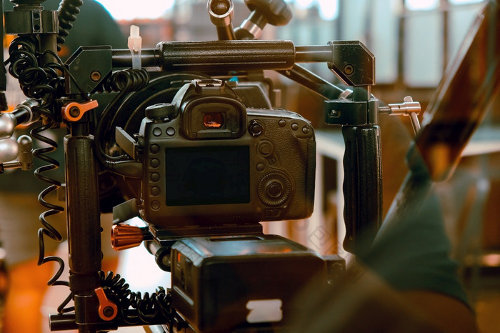 电影相机电影集后面的场景背景电影机组人员生产