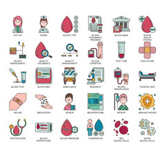 集血捐赠薄行和像素完美的图标为任何网络和应用程序项目