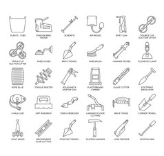 集建筑工具薄行图标为任何网络和应用程序项目