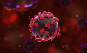 微观新冠<strong>病毒病毒细胞</strong>的导致呼吸疾病流感大流行危机背景插图