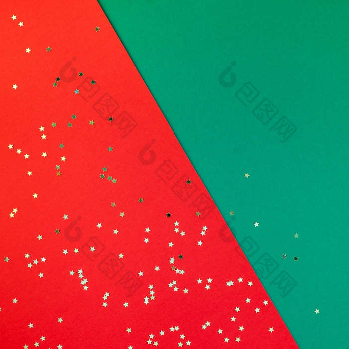新一年圣诞节模式平躺前视图圣诞节假期庆祝活动红色的绿色纸金闪光五彩纸屑背景模板为问候卡你的文本设计