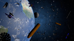 空间碎片浮动的轨道地球地球老卫星火箭支持块金属是威胁因为他们可以碰撞与的新卫星插图