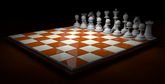 国际象棋董事会与明亮的棕色（的）和白色广场与整洁的白<strong>色块</strong>之前开始的游戏黑暗棕色（的）表面黑色的<strong>背景</strong>插图国际象棋董事会与明亮的棕色（的）和白色广场与白<strong>色块</strong>黑暗棕色（的）表面黑色的<strong>背景</strong>插图