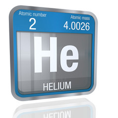 氦象征广场形状与金属边境和透明的背景与反射的地板上渲染元素数量的周期表格的元素化学