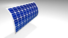 模型薄灵活的太阳能面板弯曲在白色背景可再生能源插图薄灵活的太阳能面板弯曲在白色背景插图