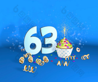 蛋糕与闪闪发光的蜡烛为生日周年纪念日与的大数量白色与黄色的<strong>飘</strong>带的蓝色的背景插图生日周年纪念日蛋糕与的大数量白色与黄色的<strong>飘</strong>带的蓝色的背景插图