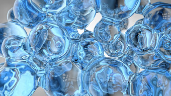 液体背景透明的和反光蓝色的球体合并与每一个其他就像泡沫玻璃插图集团透明的和反光蓝色的球体合并与每一个其他插图