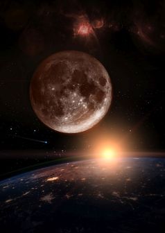 月亮在的黑暗地球地球日出星云出现的距离和彗星运行的空间元素这图像有家具的已开启