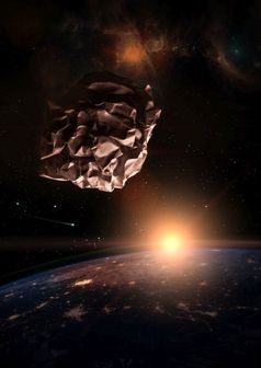 垃圾空间概念崩溃了纸陨石在的黑暗地球地球日出星云出现的距离和彗星运行的空间