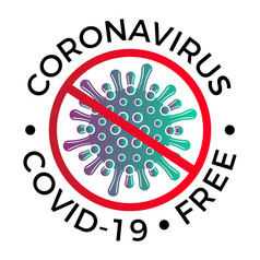 冠状病毒新冠病毒病毒图标和文本向量插图