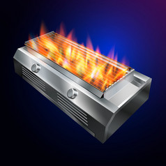 烧烤炉子烧烤火的烧烤从热气体向量现实的文件