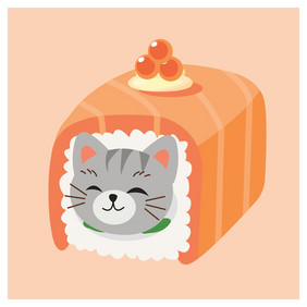 的基蒂猫寿司日本寿司卷大马哈鱼卷与鱼