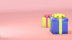 最小的概念上的的想法现在盒子粉红色的柔和的颜色背景呈现