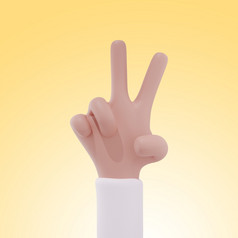 手势手象征和平c胜利黄色的背景呈现插图