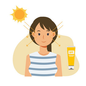 皮肤哪太阳保护快乐女人使用防晒霜避免从晒伤损害不错的和美皮肤