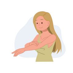 皮肤哪概念美女孩使用乳液取哪她的身体皮肤平卡通向量插图