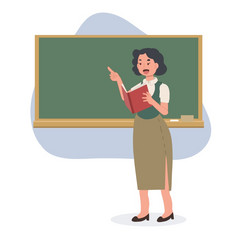 女学校老师技术前面黑板上平向量卡通字符插图