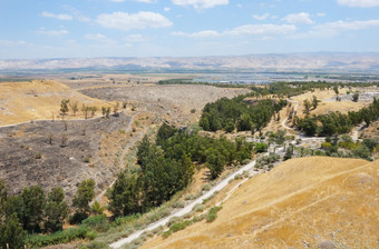 视图的约旦谷从山附近的古老的城市拜特珊的北以色列