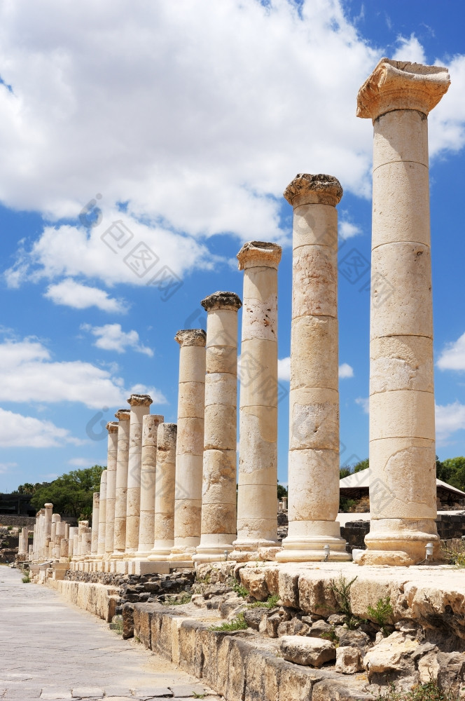 废墟的古老的罗马城市打赌珊以色列