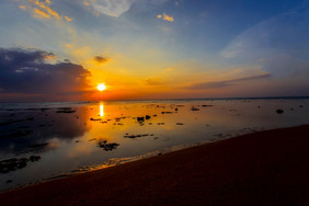 美丽的日落波罗的海海绘画海日落的海日落令