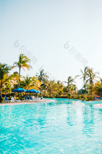 美丽的奢侈品景观与棕榈树周围池酒店度假胜地美丽的奢侈品景观周围池酒店度假胜地
