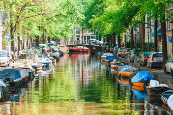 格伦堡瓦尔运河的老城市阿姆斯特丹荷兰北荷兰省美丽的运河的老城市阿姆斯特丹荷兰北荷兰省