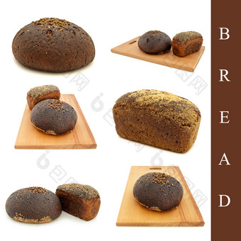 集不同的面包图片在白色背景