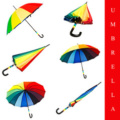集不同的伞图片在白色背景
