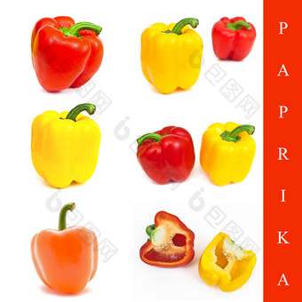 集不同的红辣椒图片在白色背景