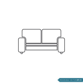 沙发沙发上图标向量标志模板插图
