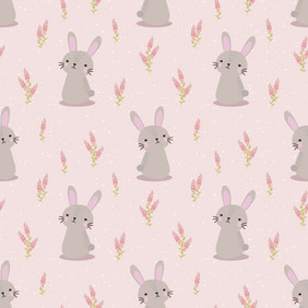 的兔子和甜蜜的花无缝的模式的兔子