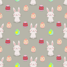 的兔子和复活节鸡蛋无缝的模式的兔
