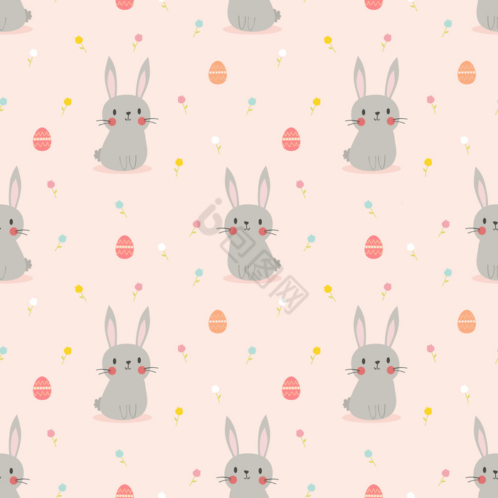 的兔子和复活节鸡蛋无缝的模式的兔子复活节图片