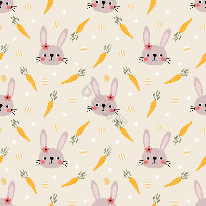 的兔子和复活节鸡蛋无缝的模式的兔子复活节图片