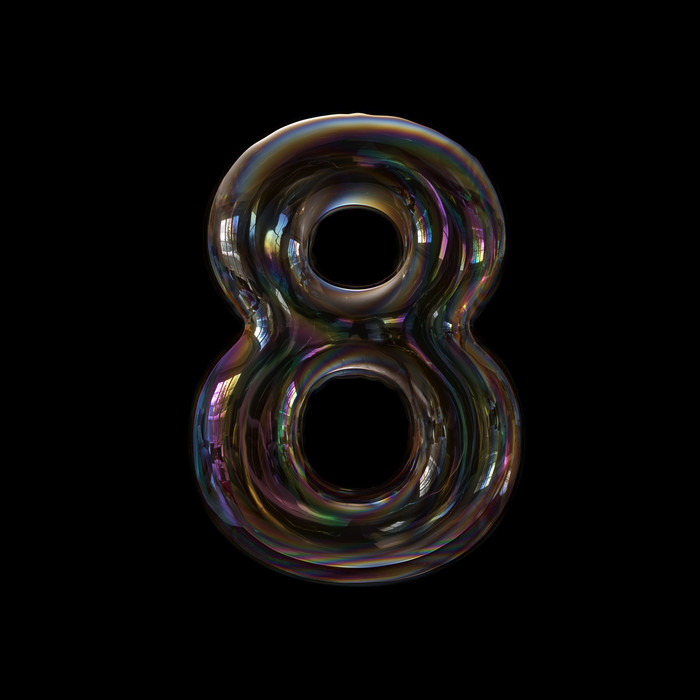 泡沫数量透明的数字孤立的黑色的背景这字母完美的为有创意的插图相关的但不有限的水童年脆弱
