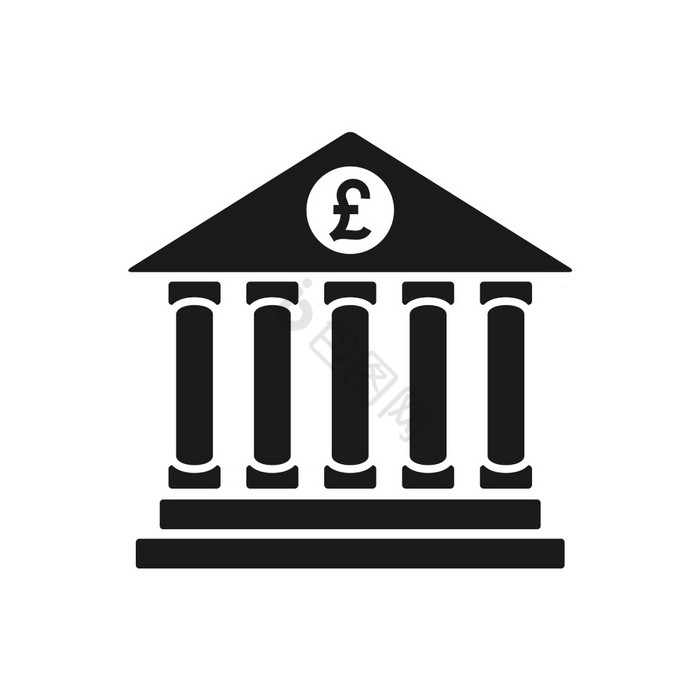 银行向量图标银行象征英镑英镑银行图标