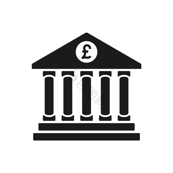 银行向量图标银行象征英镑英镑银行图标